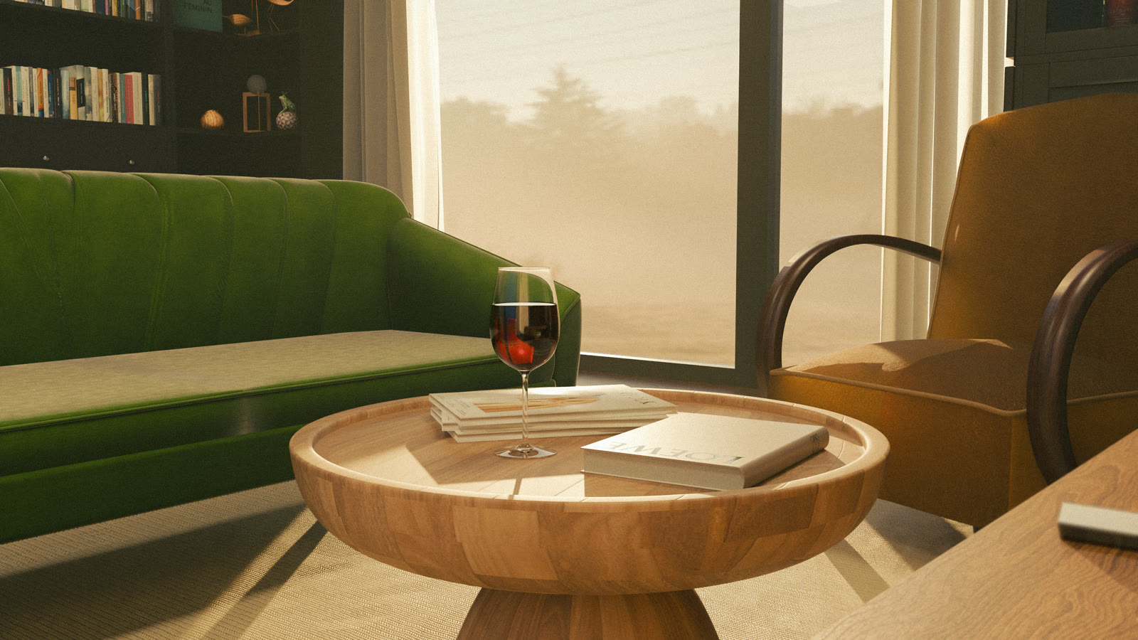 Archviz Room 3D — Lounge — coffee-table detail
