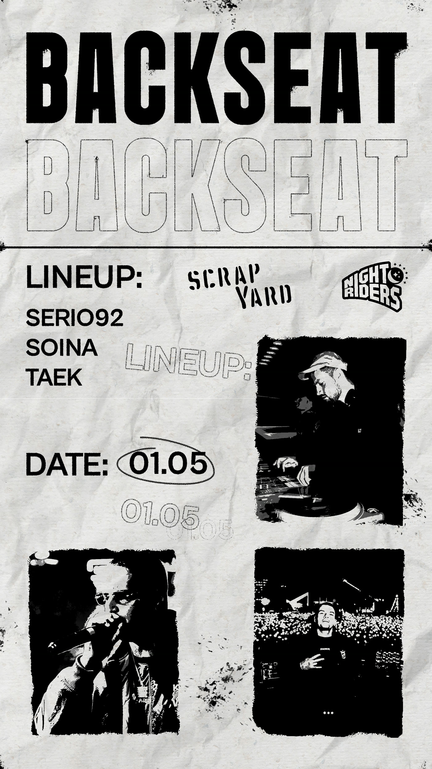 Event Promotion — BACKSEAT — ScrapYard flyer