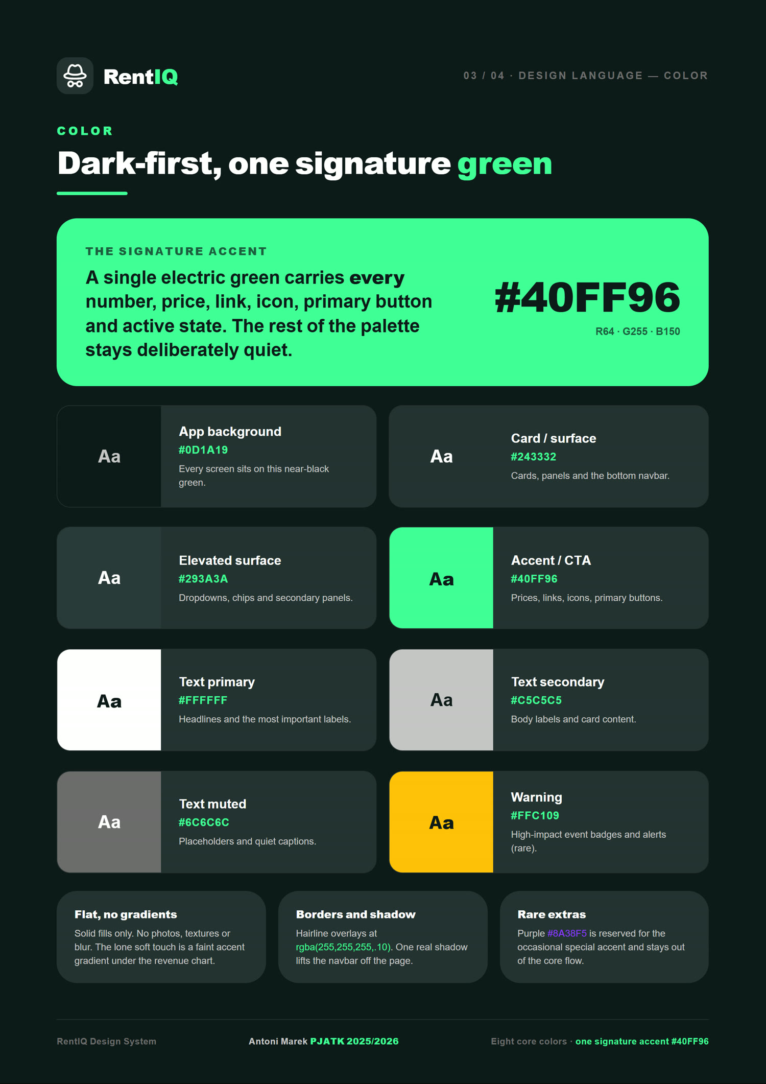 RentIQ MobileApp — 03 / 04 — Design language, colour