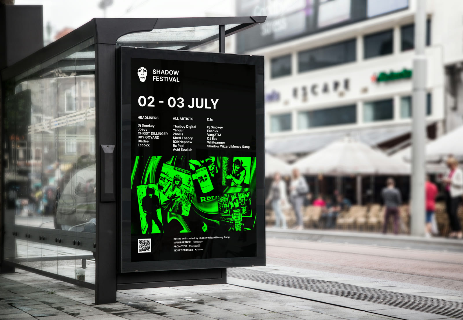 Shadow Festival — Bus-stop billboard — in situ